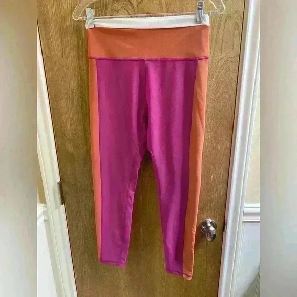 Wilo The Label Ribbed Colorblock Leggings Orange, Pink, White Size Large - Picture 3 of 8